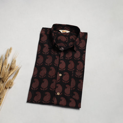 Natural dyed cotton men half sleeve hand bagh shirt 06