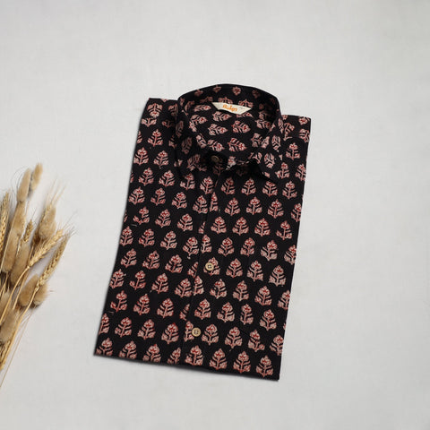 Natural dyed cotton men half sleeve hand bagh shirt 15