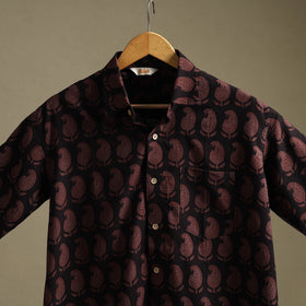 Natural dyed cotton men half sleeve hand bagh shirt 06