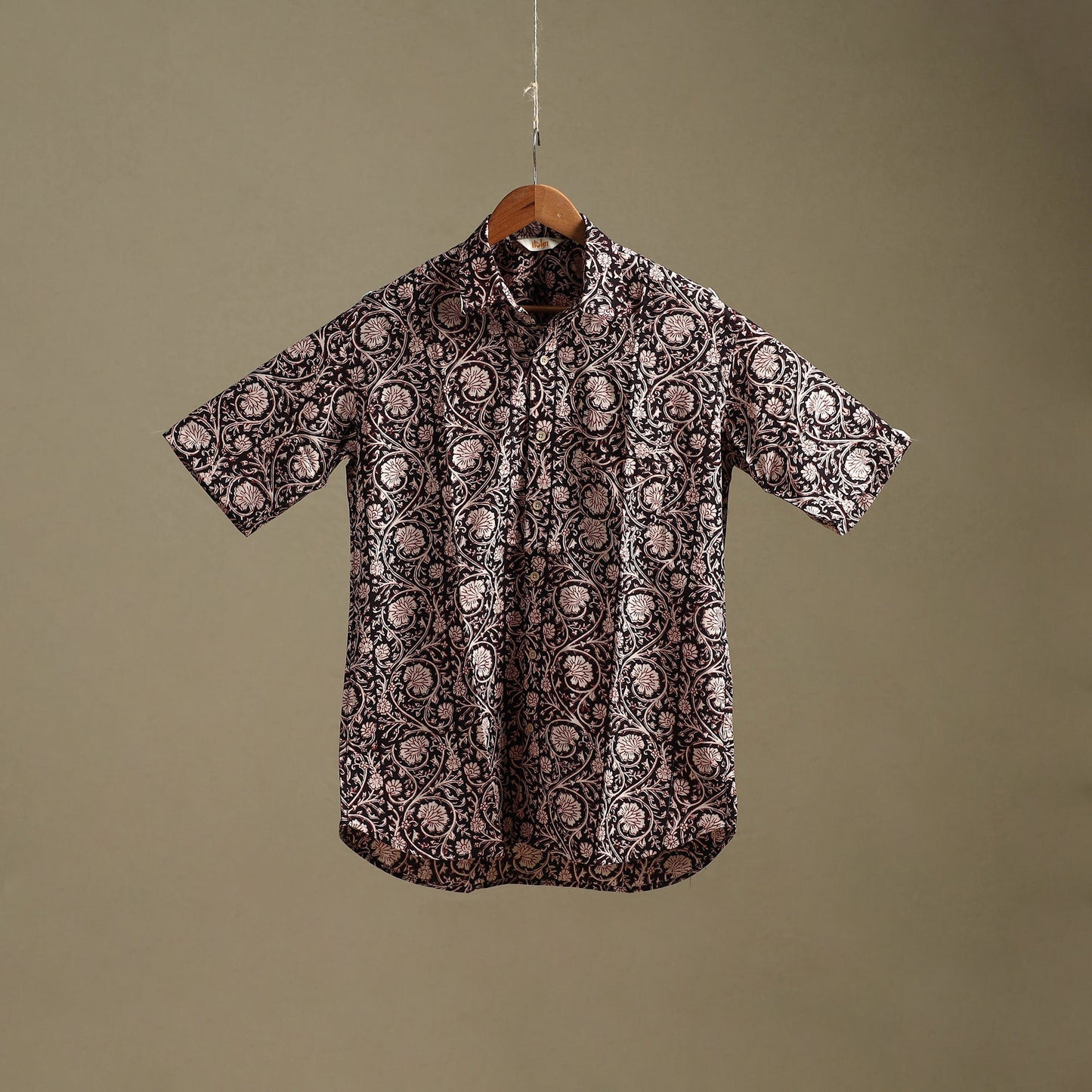 Natural dyed cotton men half sleeve hand bagh shirt 11