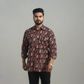  Black Natural Dyed Cotton Men Ajrakh Print Shirt 