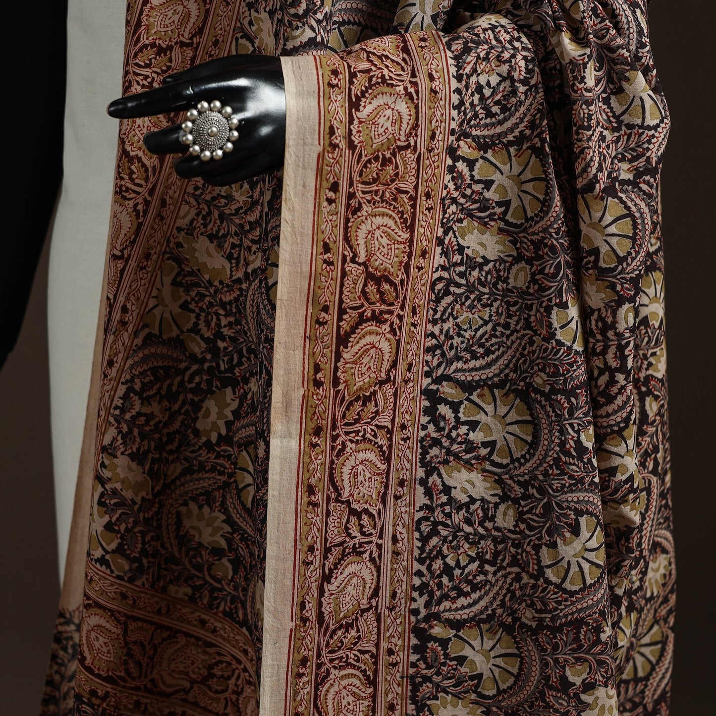 Natural dyed cotton pedana kalamkari dupatta 06