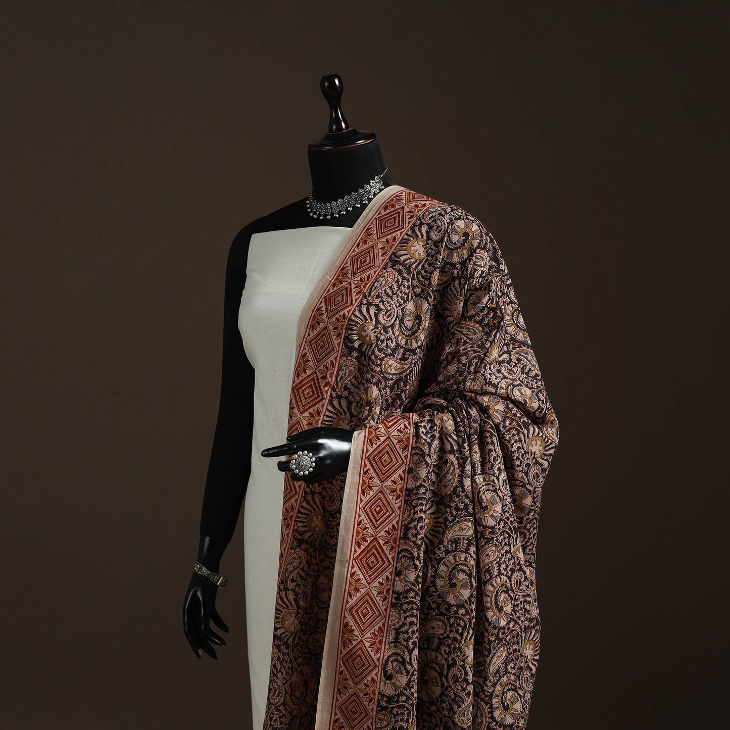 Natural dyed cotton pedana kalamkari dupatta 10