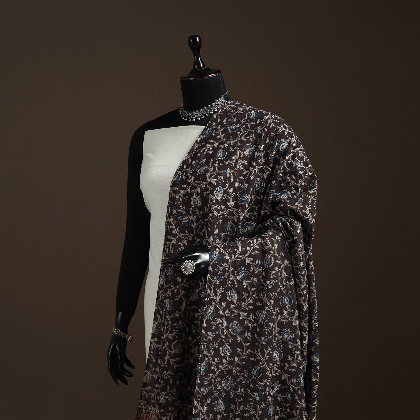 Natural dyed cotton pedana kalamkari dupatta 18