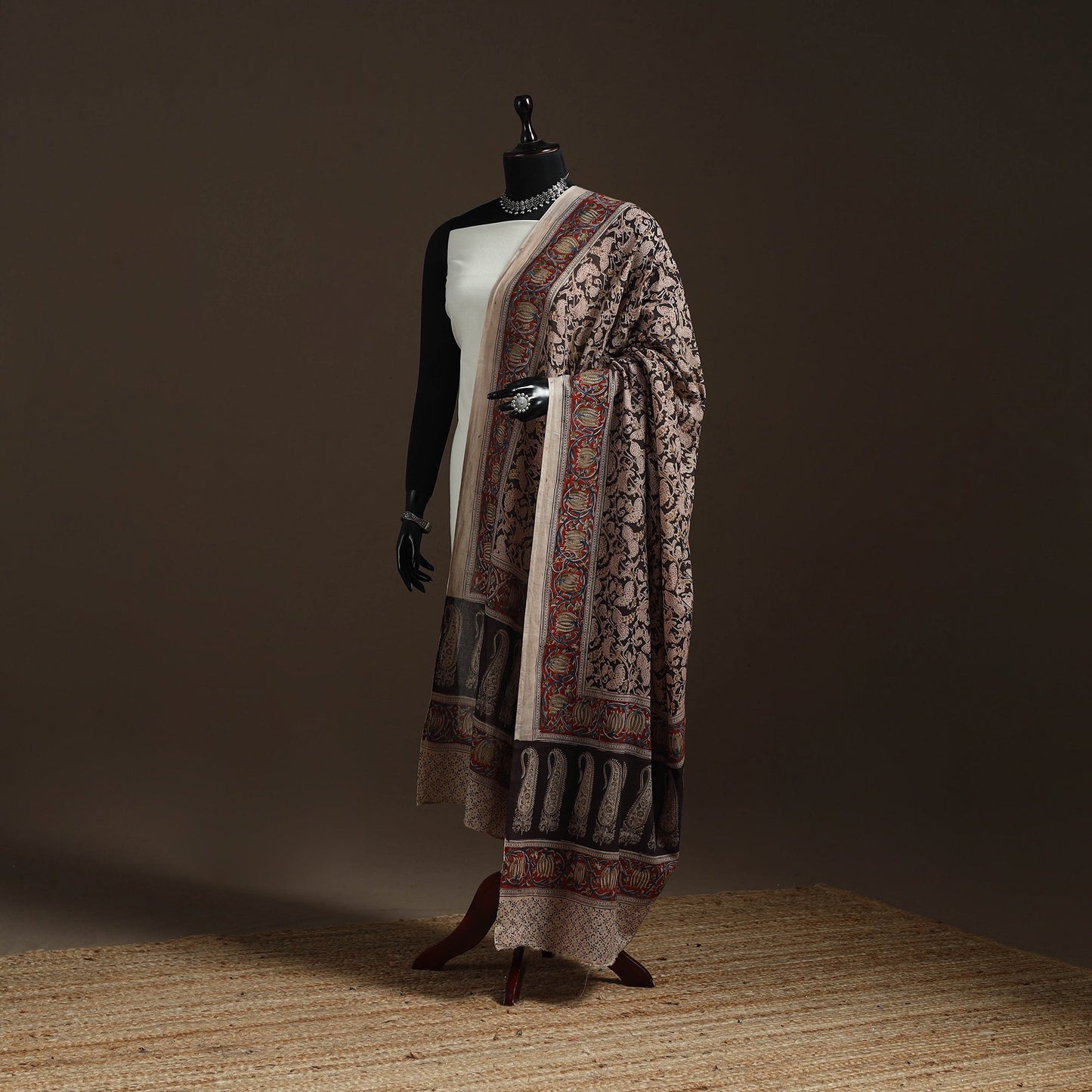 Natural dyed cotton pedana kalamkari dupatta 19