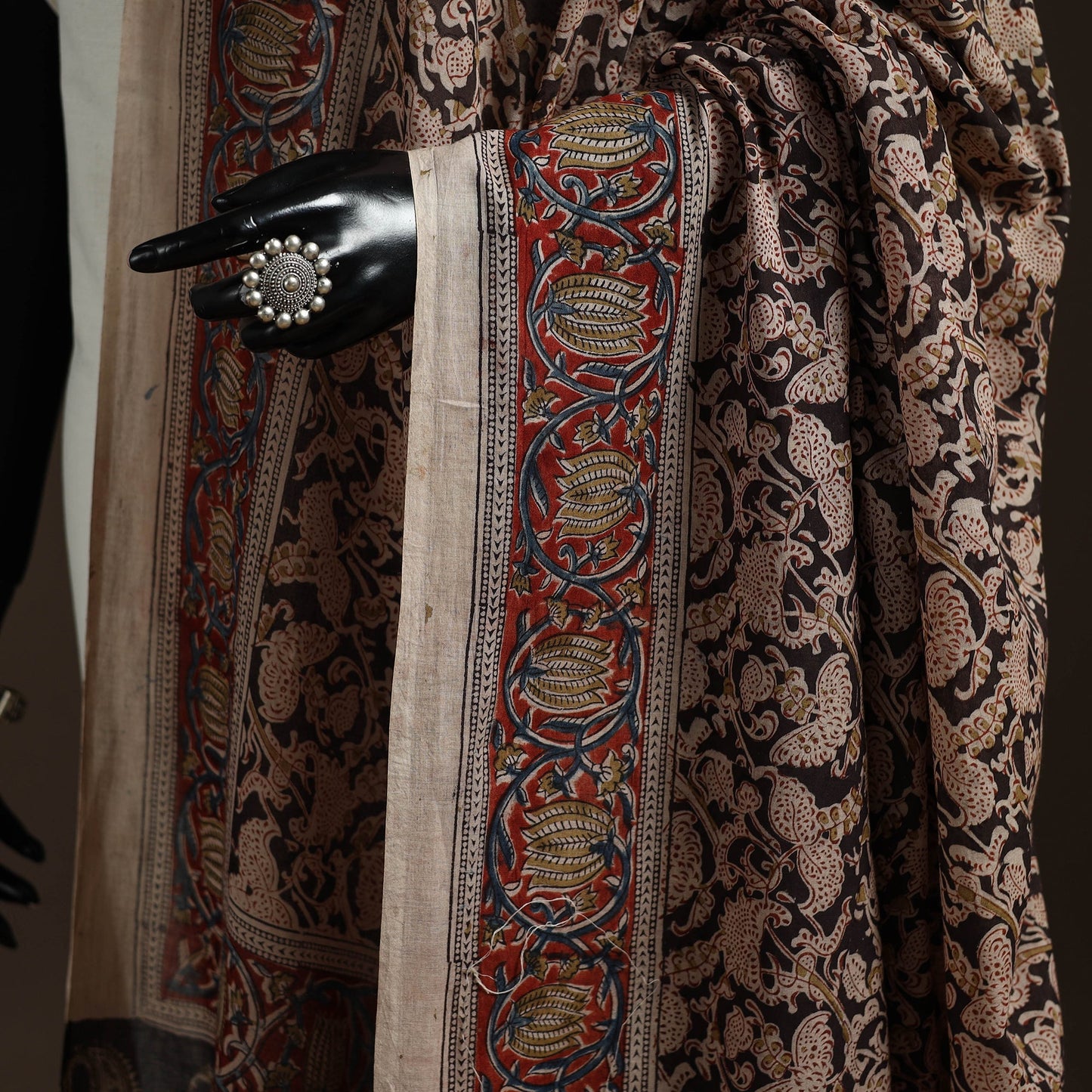 Natural dyed cotton pedana kalamkari dupatta 19