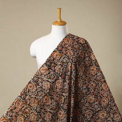 Black - natural dyed cotton pedana kalamkari fabric 04