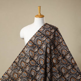 Black - natural dyed cotton pedana kalamkari fabric 08