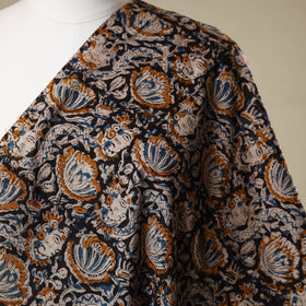 Black - natural dyed cotton pedana kalamkari fabric 08