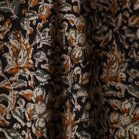 Black - natural dyed cotton pedana kalamkari fabric 09