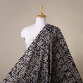 Black - natural dyed cotton pedana kalamkari fabric 11