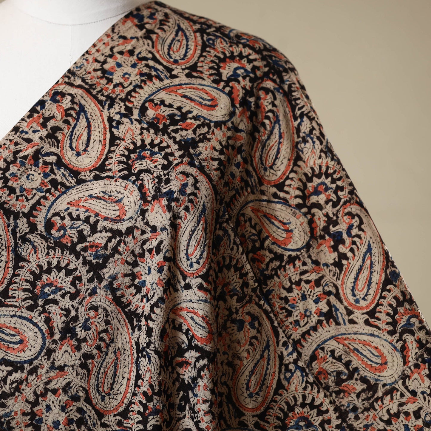 Black - natural dyed cotton pedana kalamkari fabric 20