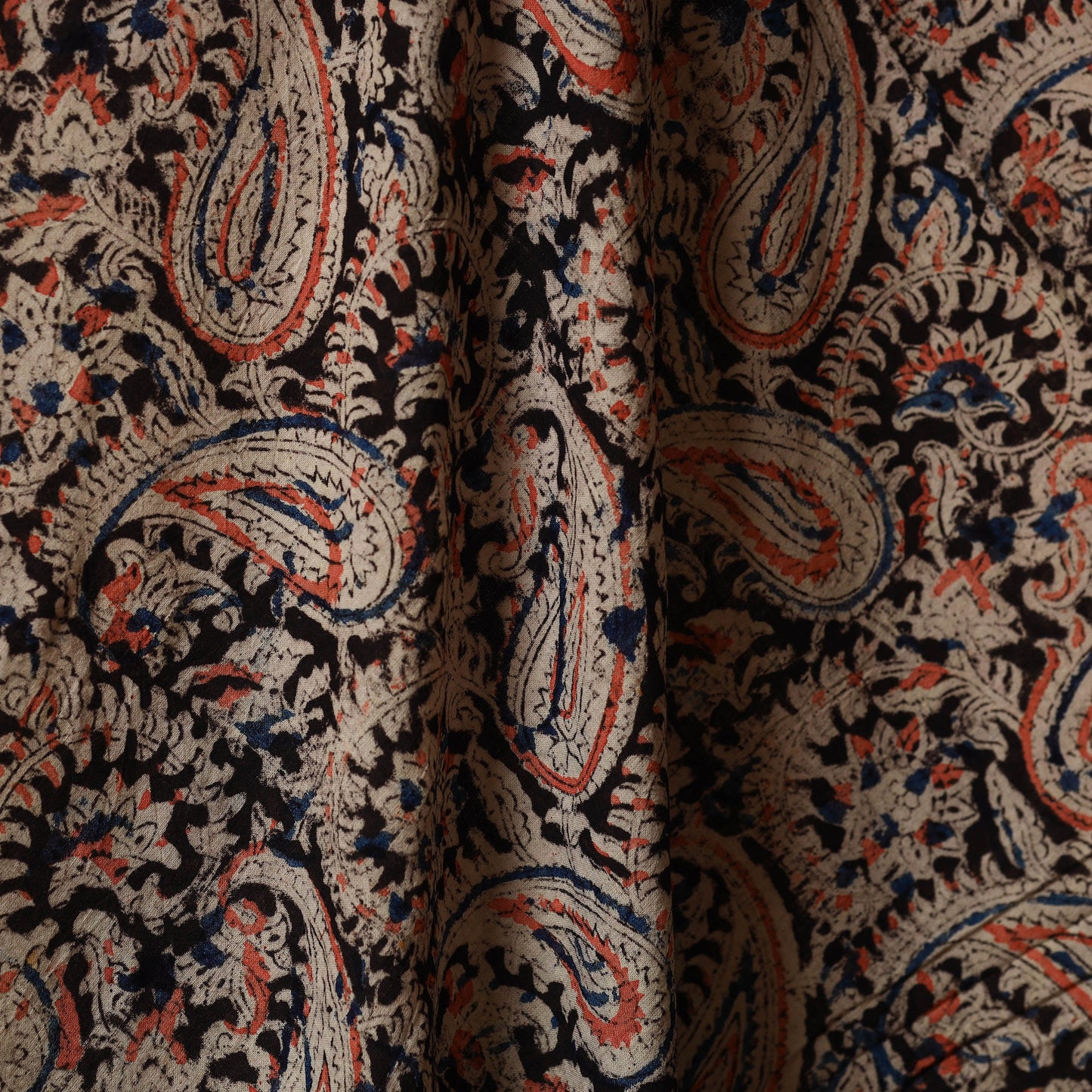 Black - natural dyed cotton pedana kalamkari fabric 20