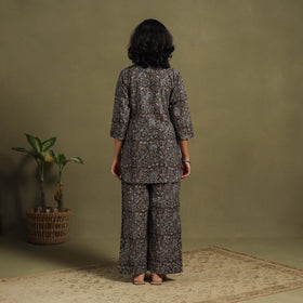 Black Natural Dyed Block Print Cotton Pedana Kalamkari Co-ord Set