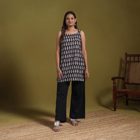 Black - natural dyed cotton short bagh kurta 01