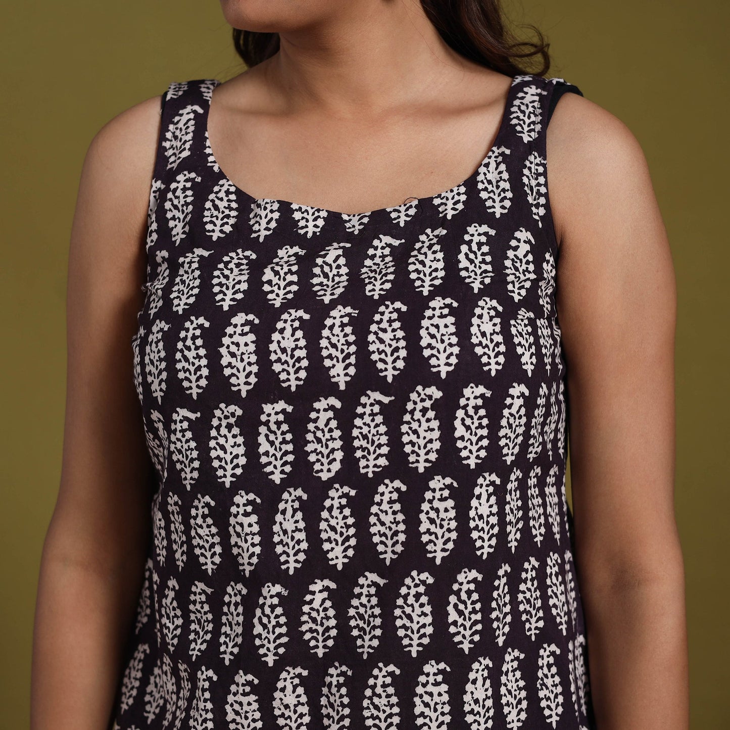 Black - natural dyed cotton short bagh kurta 01