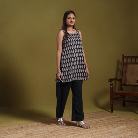 Black - natural dyed cotton short bagh kurta 01