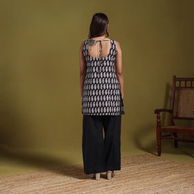 Black - natural dyed cotton short bagh kurta 01