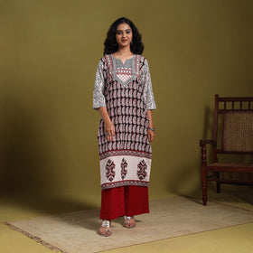 Black - natural dyed cotton straight bagh kurta 01