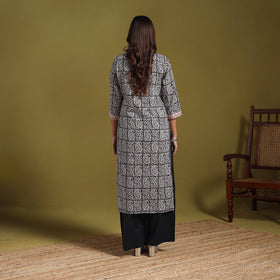 Black - natural dyed cotton straight bagh kurta 12