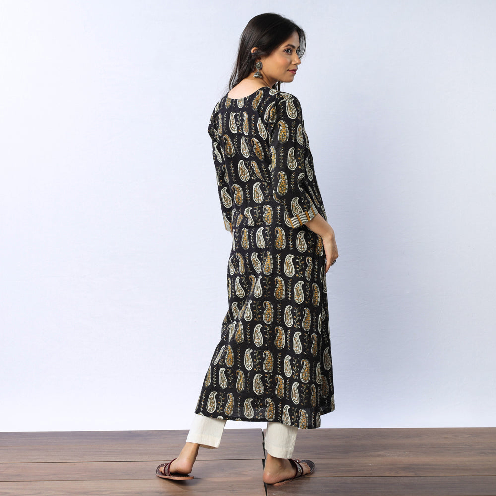 Buy Bagru Block Printed Cotton Straight Long Kurta Online at iTokri.com