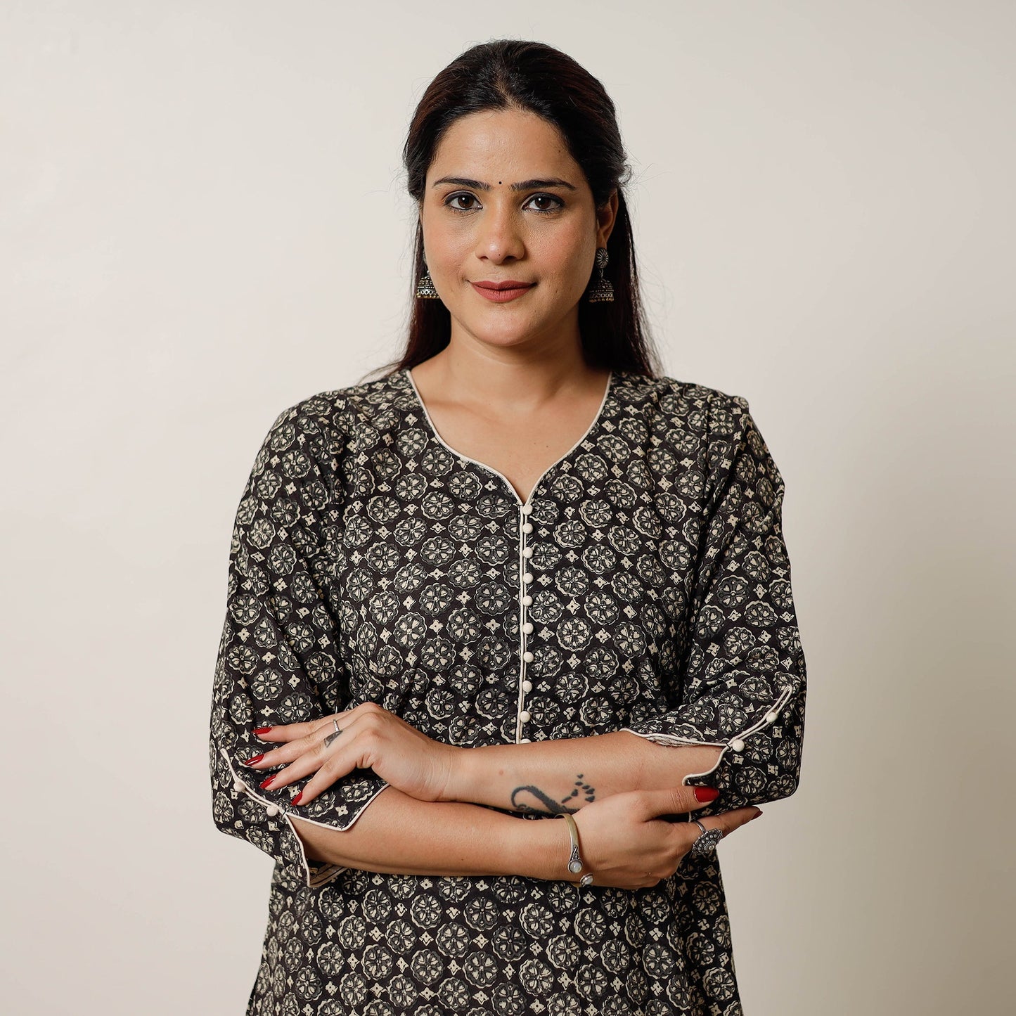 Buy Bagru Hand Block Printed Cotton Straight Long Kurta 04 Online l iTokri.com