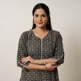 Buy Bagru Hand Block Printed Cotton Straight Long Kurta 04 Online l iTokri.com