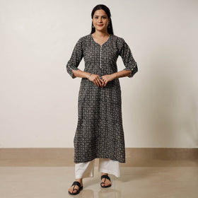 Buy Bagru Hand Block Printed Cotton Straight Long Kurta 04 Online l iTokri.com