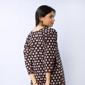  Bagru Hand Block Printed Cotton Long Kurta for Women