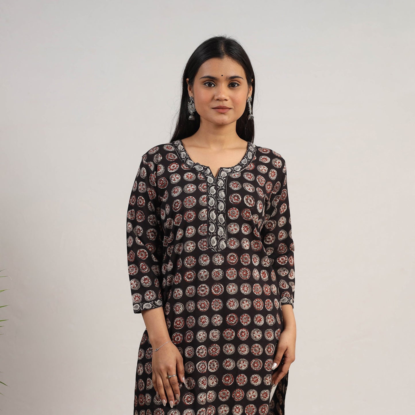 Black - natural dyed cotton straight jahota kurta 15