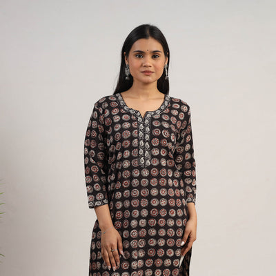 Black - natural dyed cotton straight jahota kurta 15