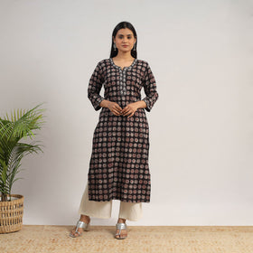 Black - natural dyed cotton straight jahota kurta 15