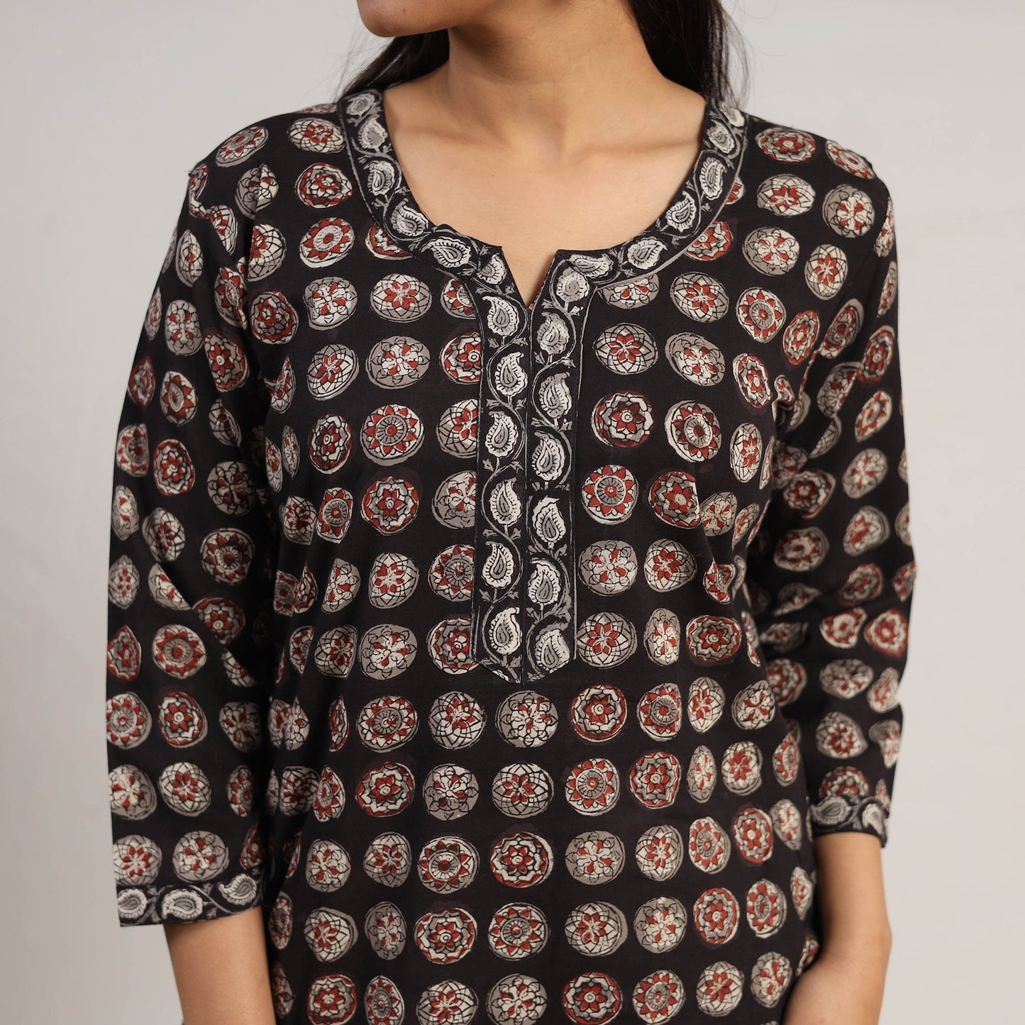 Black - natural dyed cotton straight jahota kurta 15