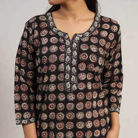 Black - natural dyed cotton straight jahota kurta 15