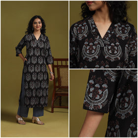 Natural dyed cotton straight kurta for women 04