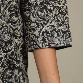 Black Natural Dyed Cotton Straight Pedana Kalamkari Print Kurta