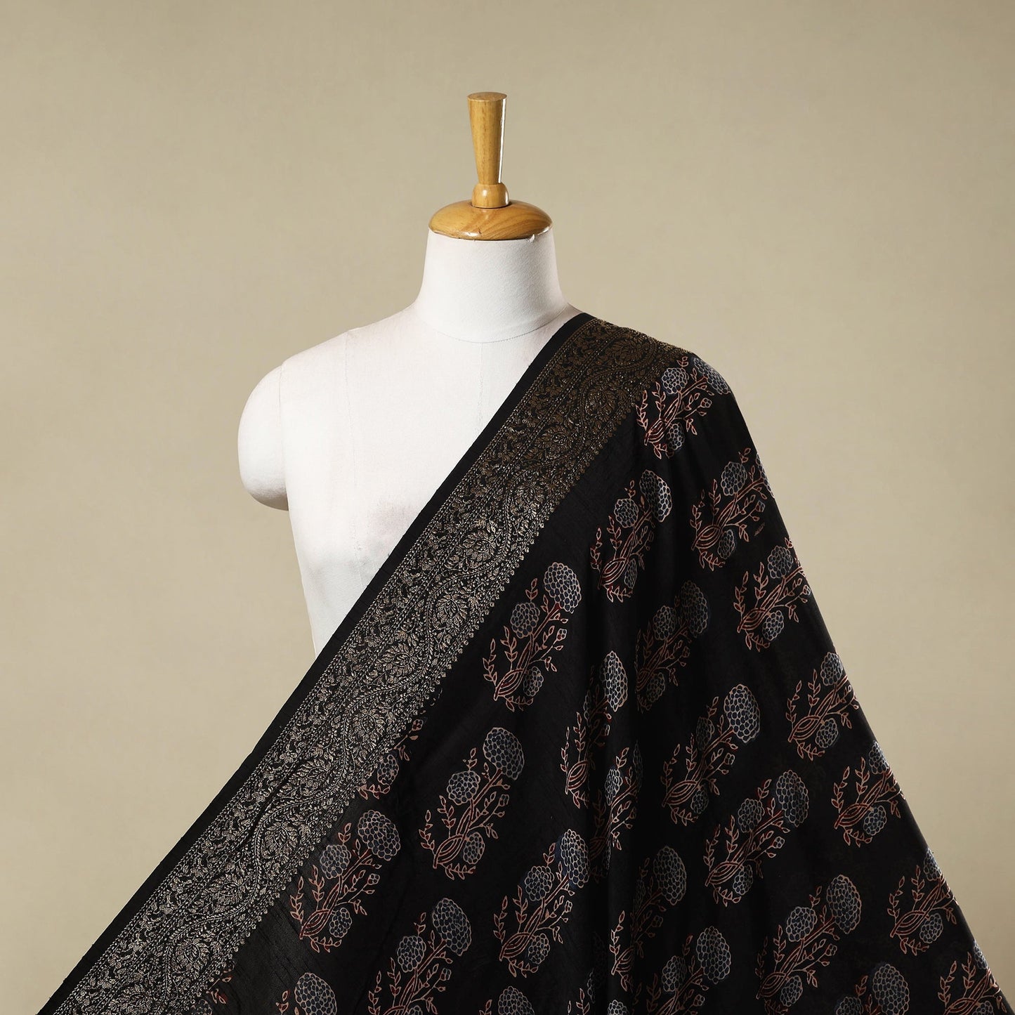 Natural dyed dola silk hand fabric 45 - handcrafted