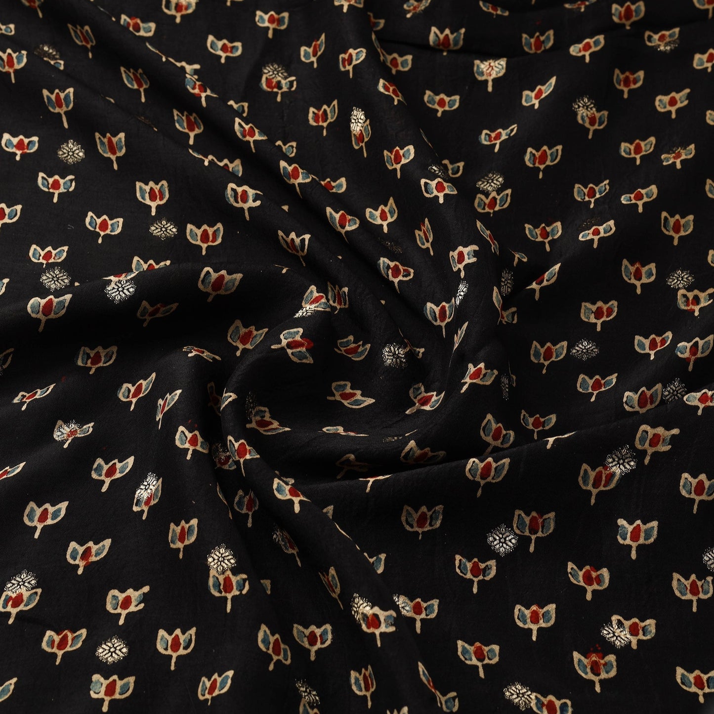 Natural dyed dola silk jacquard buti fabric 02 - handcrafted