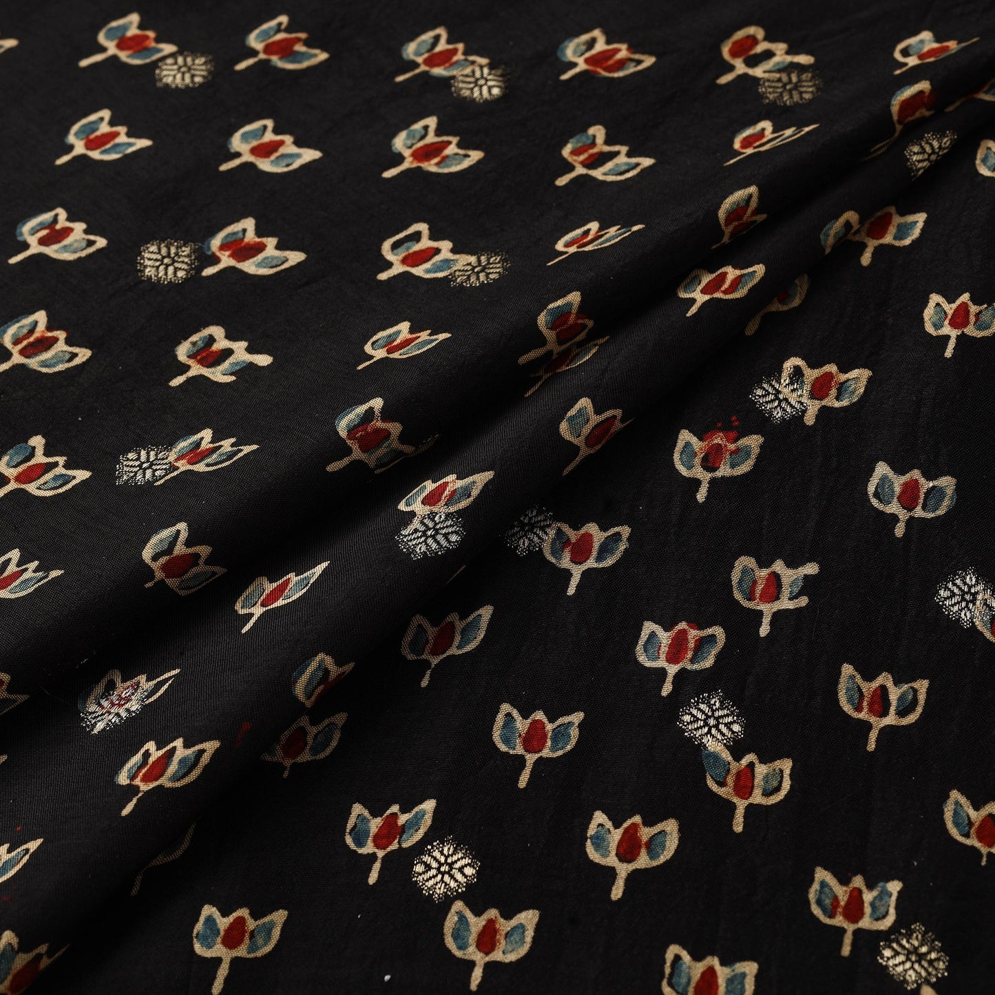 Natural dyed dola silk jacquard buti fabric 02 - handcrafted