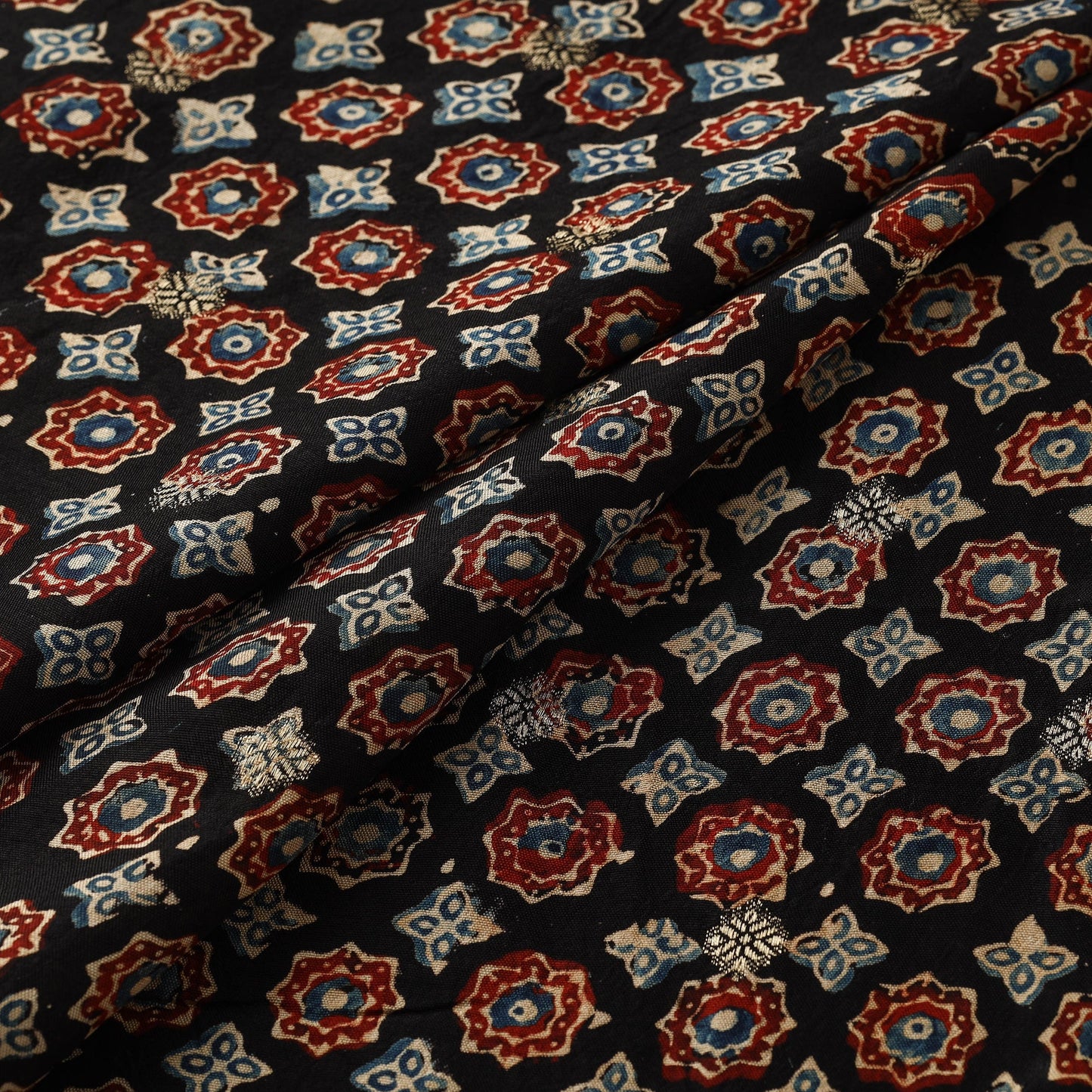 Natural dyed dola silk jacquard buti fabric 06 - handcrafted