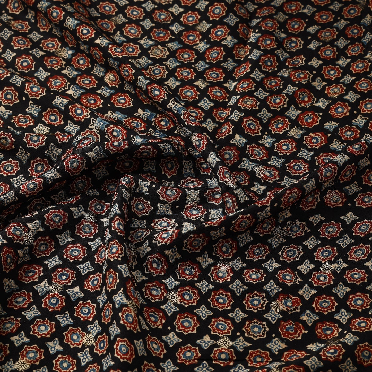 Natural dyed dola silk jacquard buti fabric 06 - handcrafted