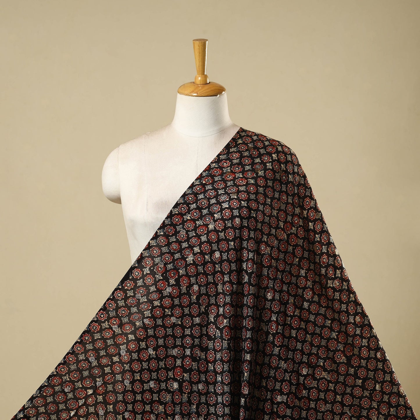 Natural dyed dola silk jacquard buti fabric 06 - handcrafted