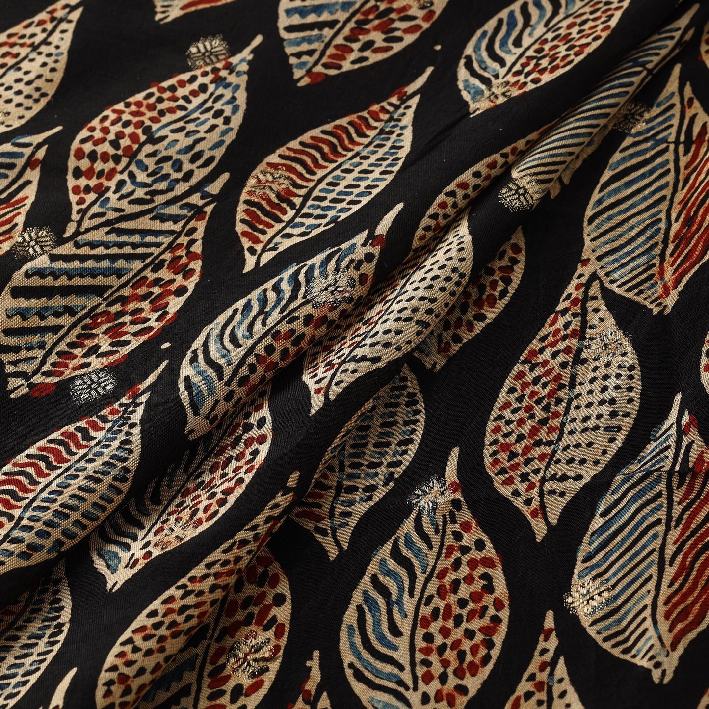 Natural dyed dola silk jacquard buti fabric 14 - handcrafted