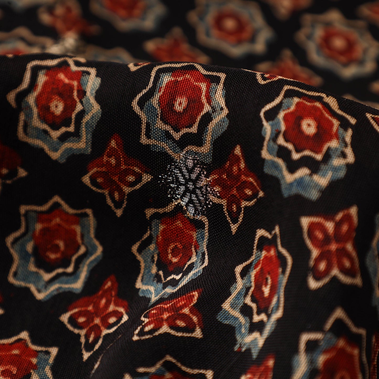 Black - natural dyed dola silk jacquard buti fabric 16