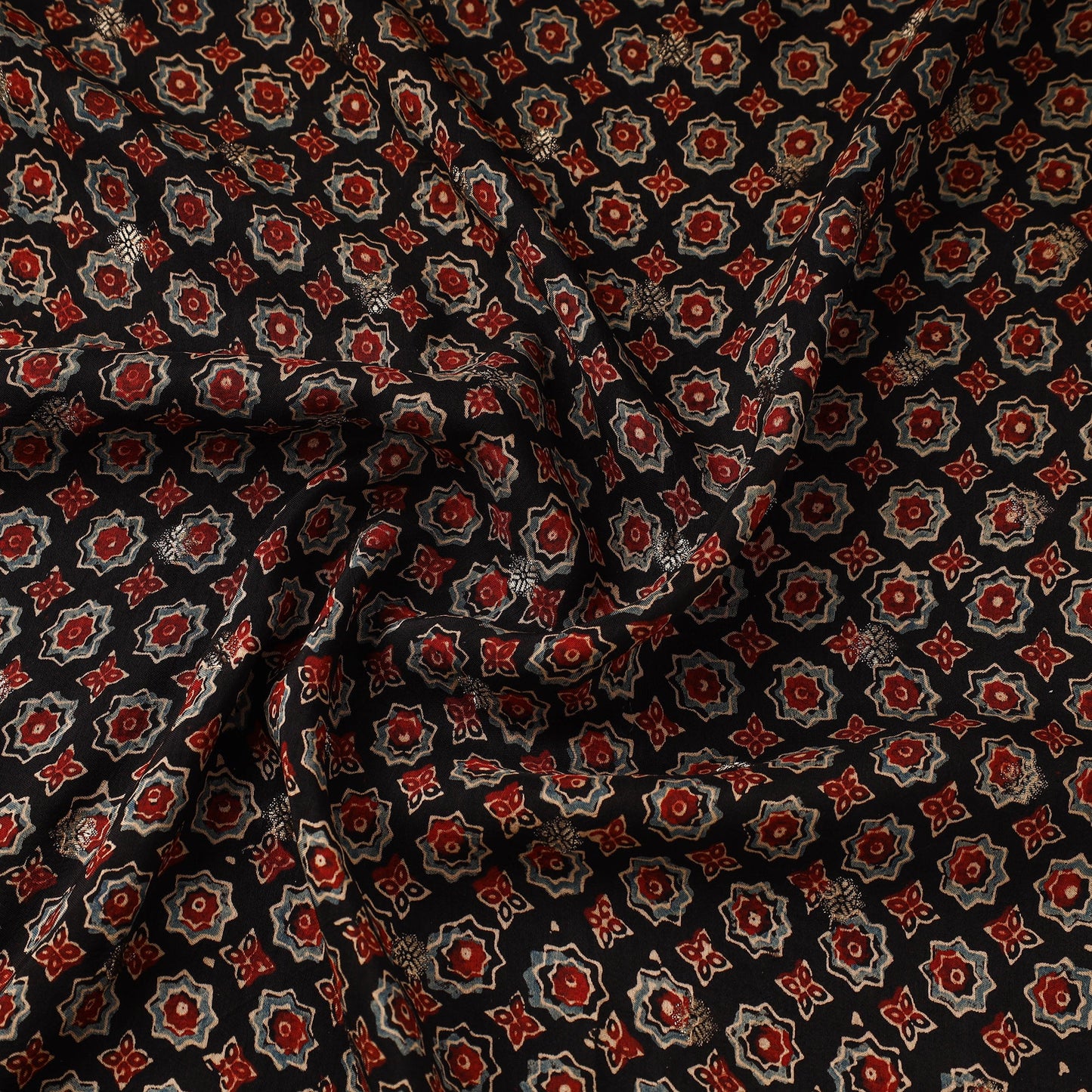 Black - natural dyed dola silk jacquard buti fabric 16