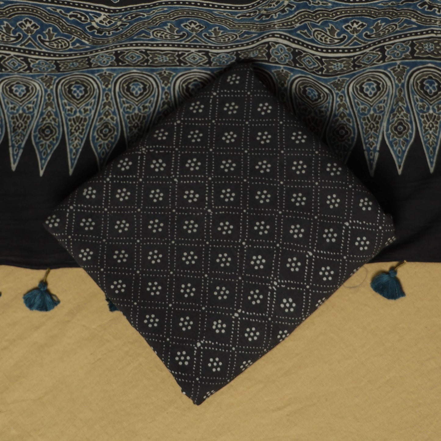 Black - natural dyed hand 3pc unstitched dress material 10