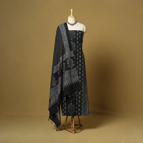 Black - natural dyed hand 3pc unstitched dress material 10