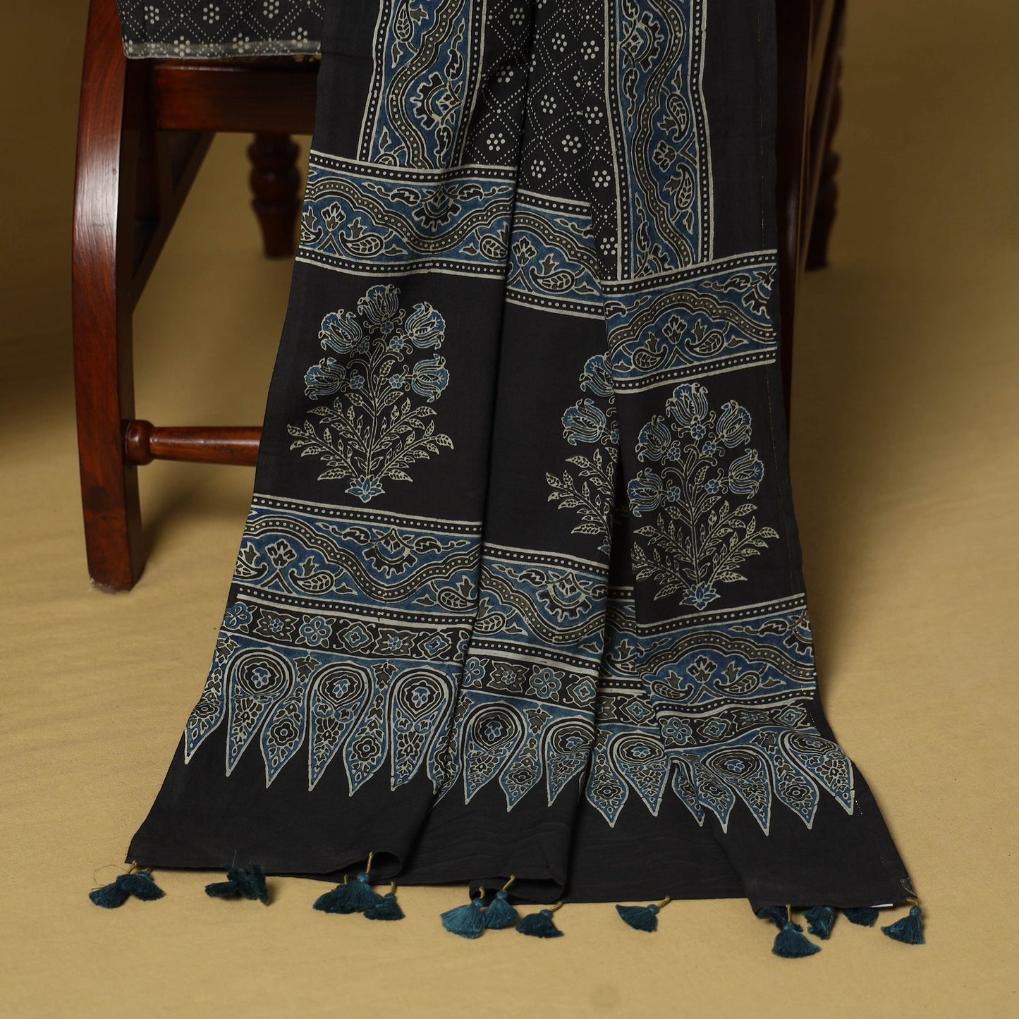 Black - natural dyed hand 3pc unstitched dress material 10