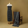 Black - natural dyed hand 3pc unstitched dress material 10