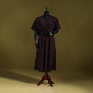Natural dyed hand akola cotton long kaftan 33 - handcrafted